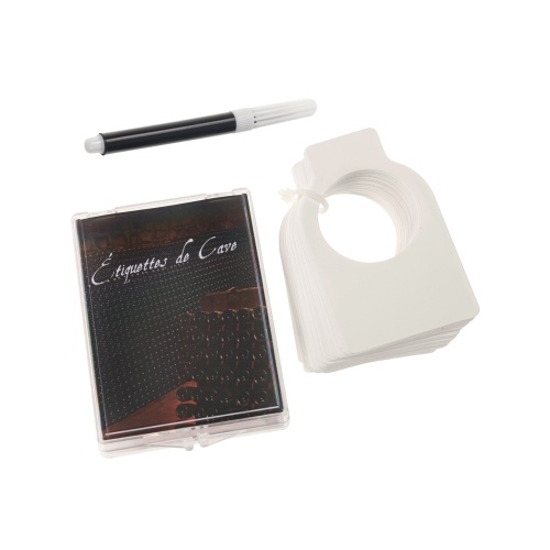 Étiquette de cave avec visuel et feutre