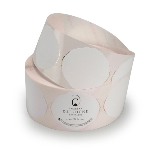 Rouleau d'étiquettes crantées blanches avec le contour en doré